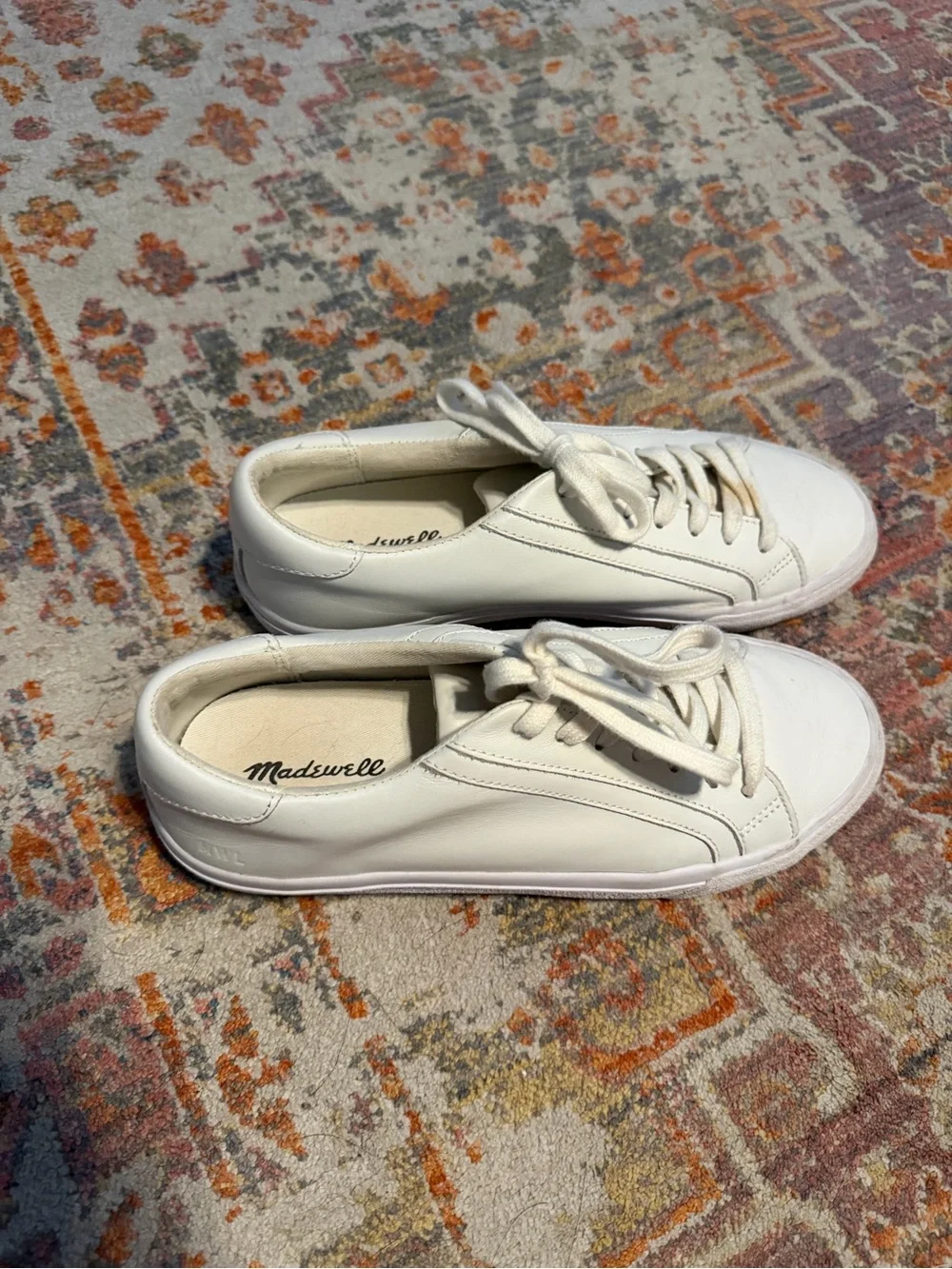 Madewell White Leather Lace-Up Sneakers